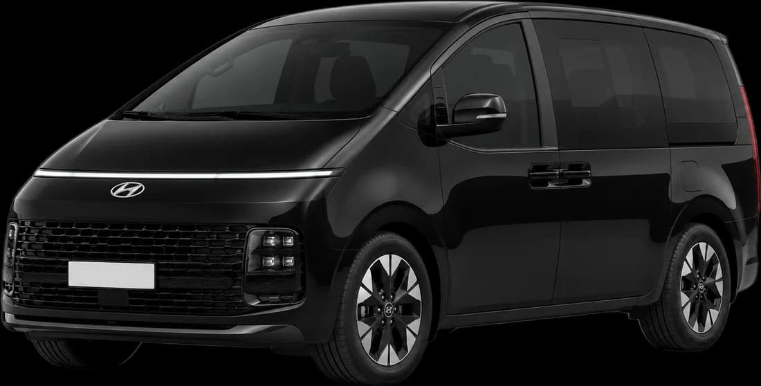 Black Hyundai Staria family Umrah taxi